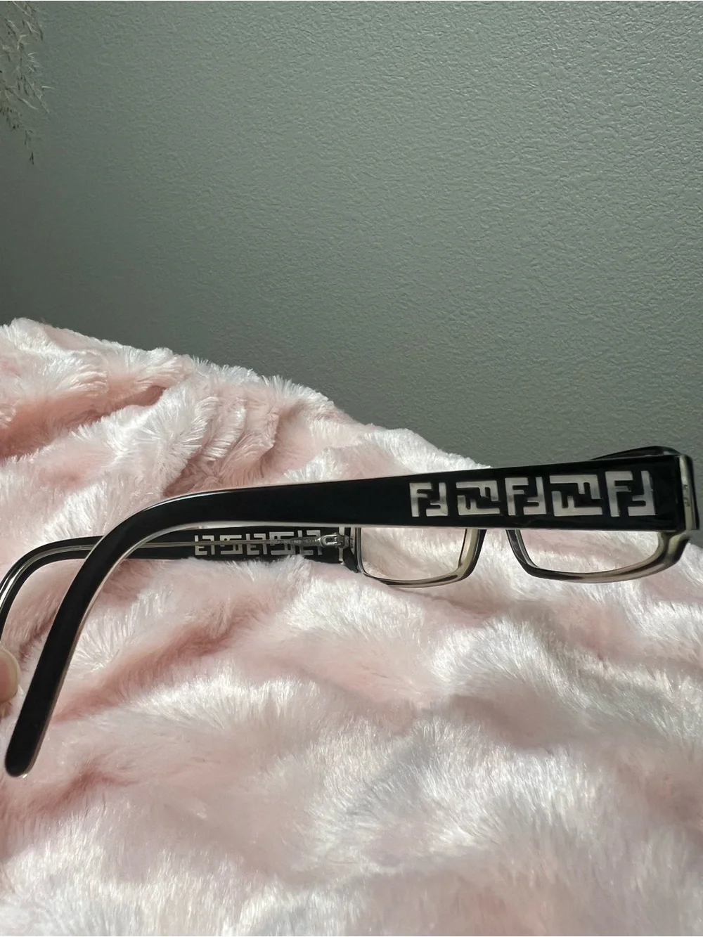 Authentic Fendi Black Rectangular Women's Glasses with Subtle Logo Arms